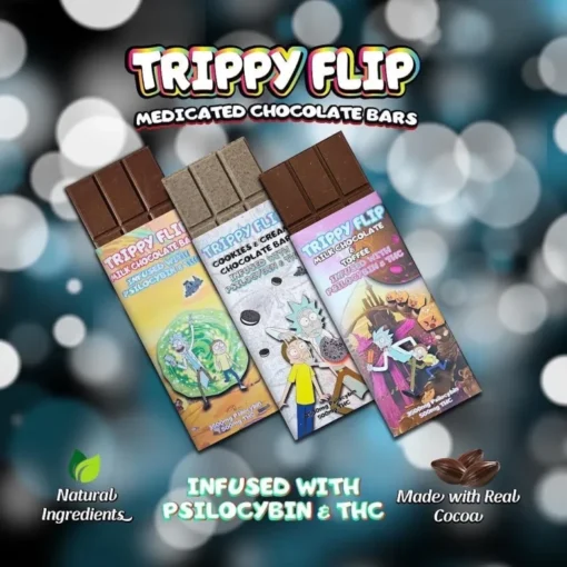 Trippy Flip Milk Chocolate Bar Psychedelic Mushroom Chocolate Bars